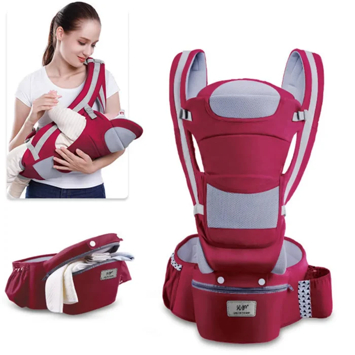 3-in-1 kangaroo Baby Carrier with Integrated Hip Seat & Storage