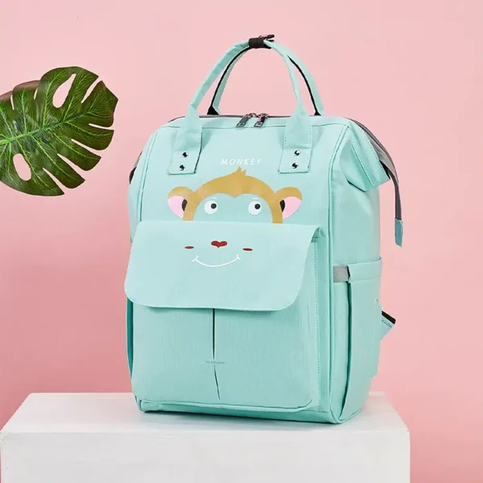 Premium Waterproof Baby Changing Backpack – Playful Monkey Edition