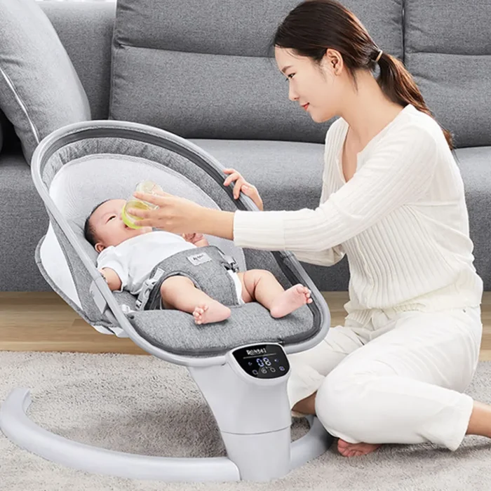 Luxury Smart Electric Baby Swing – Adaptive Motion & Bluetooth Comfort