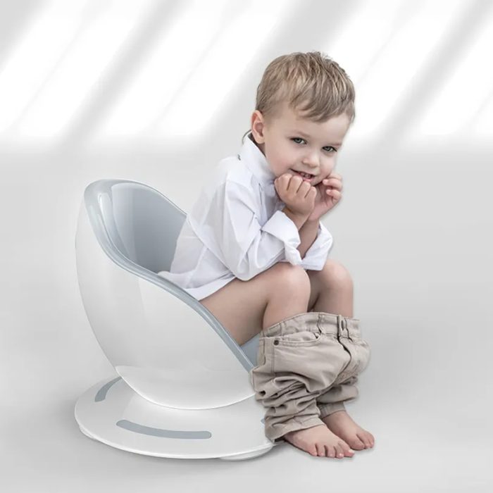 Ergonomic Portable Potty Training Seat with Integrated Splash Guard – White & Grey